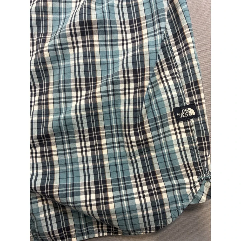 The North Face Mens Button Down Outdoor Shirt Short Sleeve Plaid Pocket Size XL